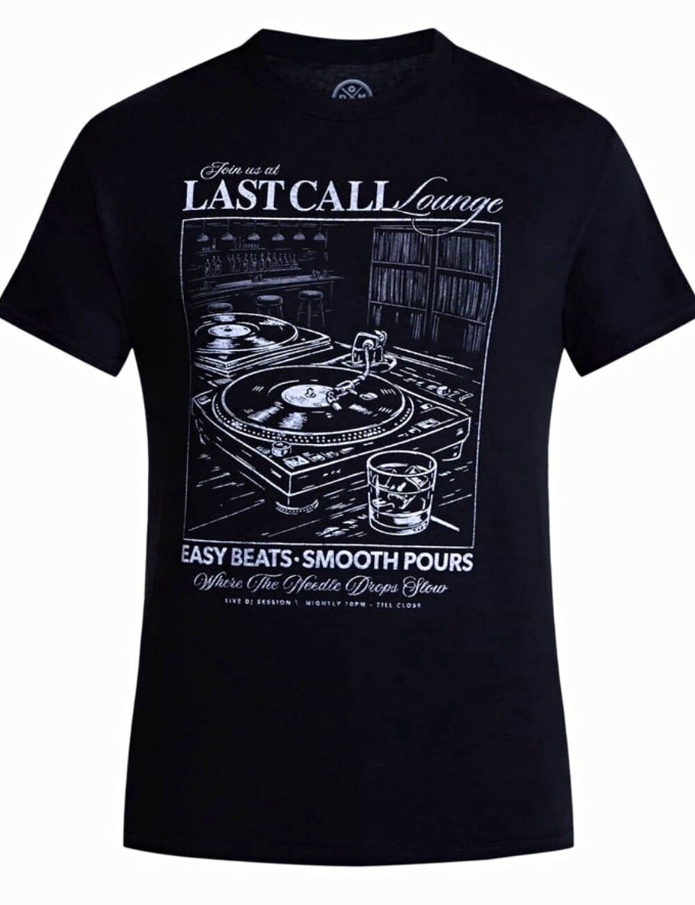Men's Big & Tall Black Crew Neck Graphic Tee Short Sleeve, 3XL, Last Call Lounge